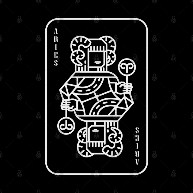 Aries Zodiac horoscope line art playing card style by Shankara