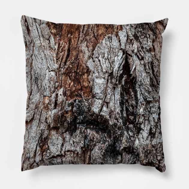 Rustic Orange & Brown Tree Trunk Pillow by textural