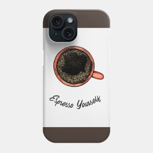 coffee humor, coffee lover, coffee addict, minimalist aesthetic coffee illustration Phone Case