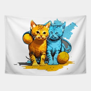 twin cat splash art Tapestry