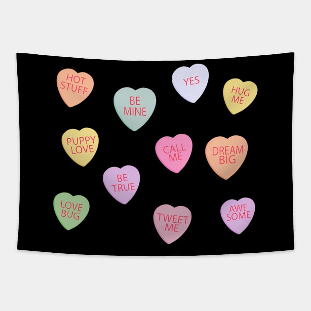 Happy Day Candy Conversation Hearts Tapestry by SnugFarm