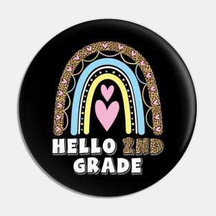 Heart Rainbow Teacher Student Back To School Hello 2nd Grade Pin