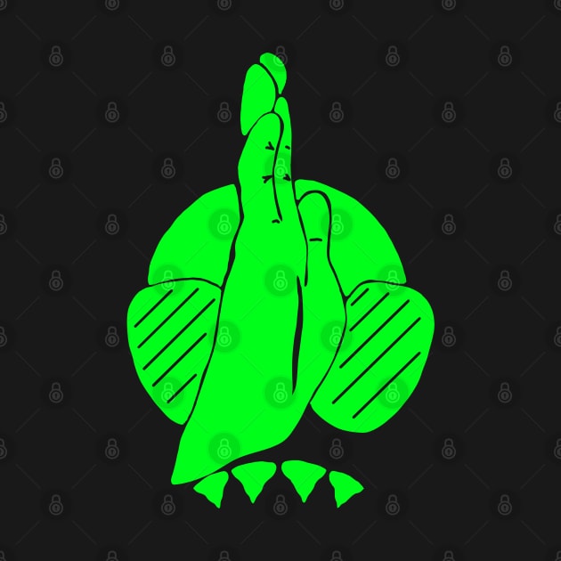 Green hand signal for shark, scuba diver design by Namwuob