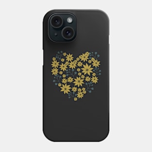 Mustard and Teal Botanical Pattern Phone Case