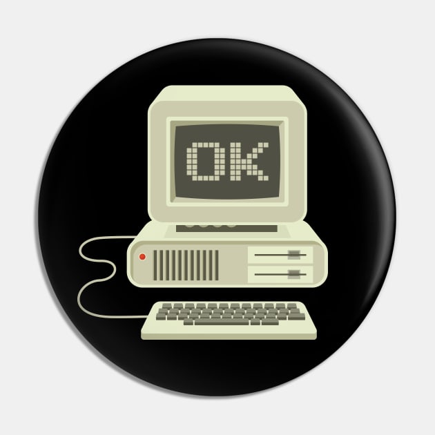 OK Computer: Retro Computer Screen with 16 Bit Text Pin by TwistedCharm