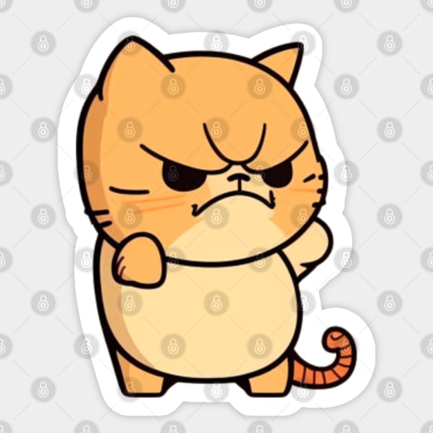 Cute White Cat Angry Cartoon