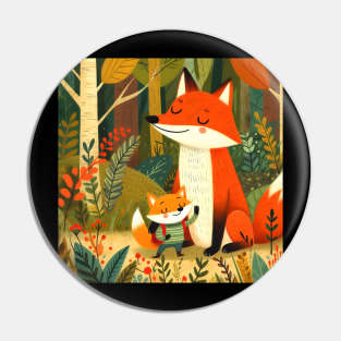 Two foxes in the jungle art Pin