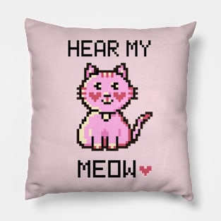 Cute Kitty Pink - Pixel Pillow