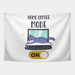 Home Office Mode On Funny Cat Laptop Sleep Tapestry