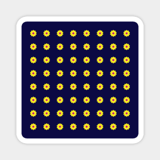 Yellow daisies with Cerise centres on a Navy Blue background Magnet