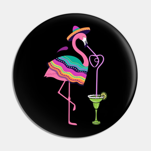 Cinco de Mayo Margarita - pink flamingo mexican poncho Drinking shirt Pin by BeHappy12