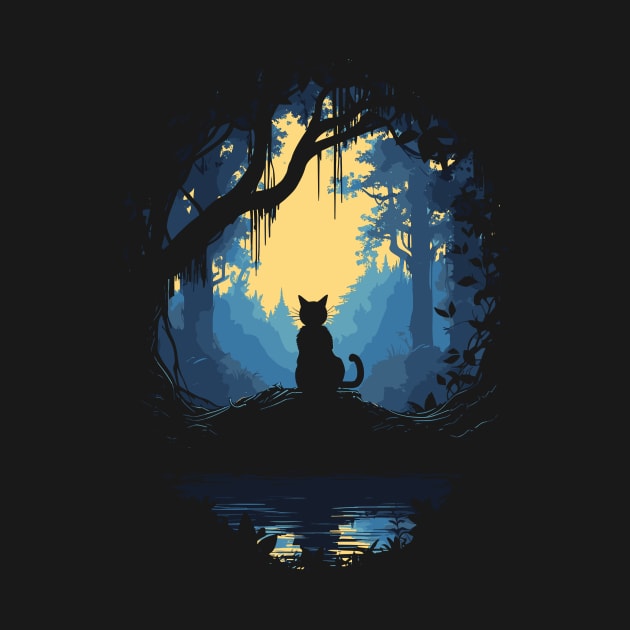 Cat In Enchanted Forest by Brilliant Tee Shop