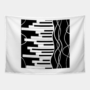 Piano and waves in black and white large scale Tapestry