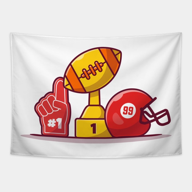 Helmet And Rugby Ball Trophy Tapestry by Catalyst Labs