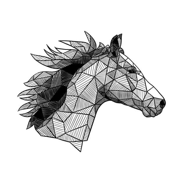 Horse's Mane Geometric Sketch by polliadesign