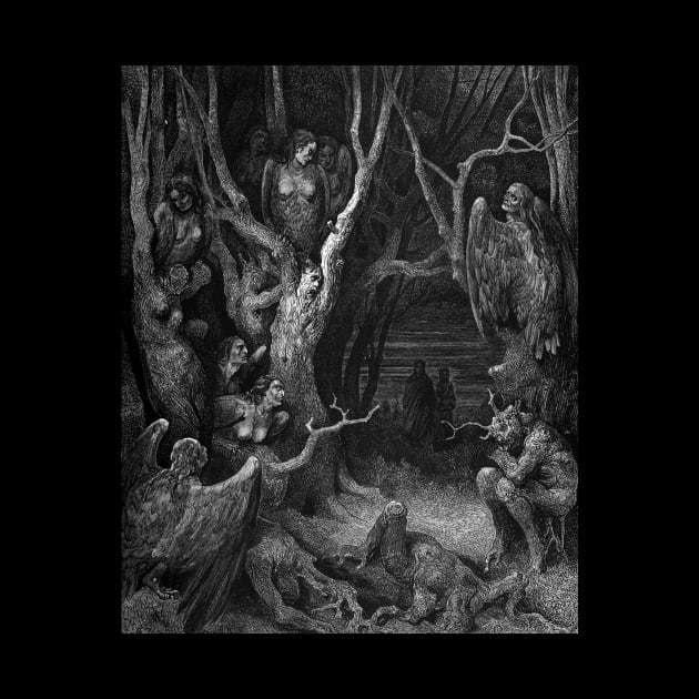 High Resolution Gustave Doré Illustration the Harpies by tiokvadrat