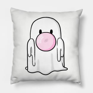 Bubblegum Blowing Ghost Digital Illustration Pillow