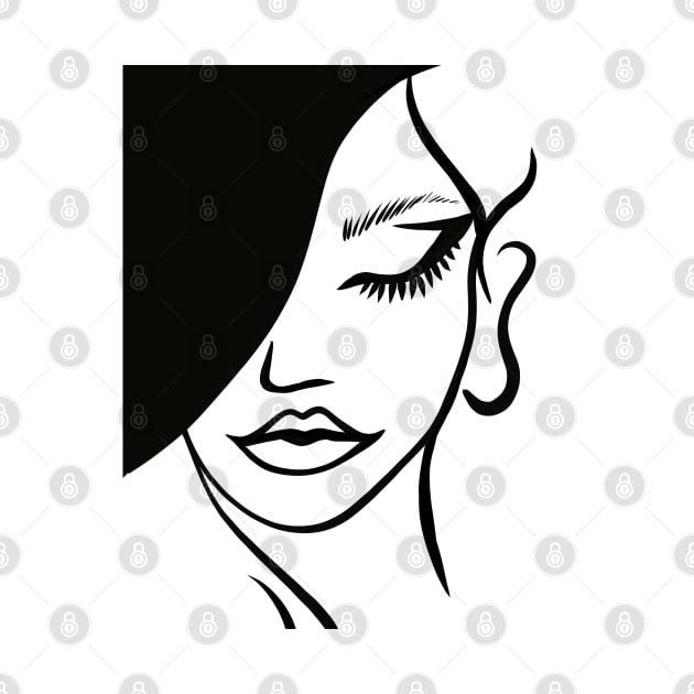 Black and white lady face art by Spinkly