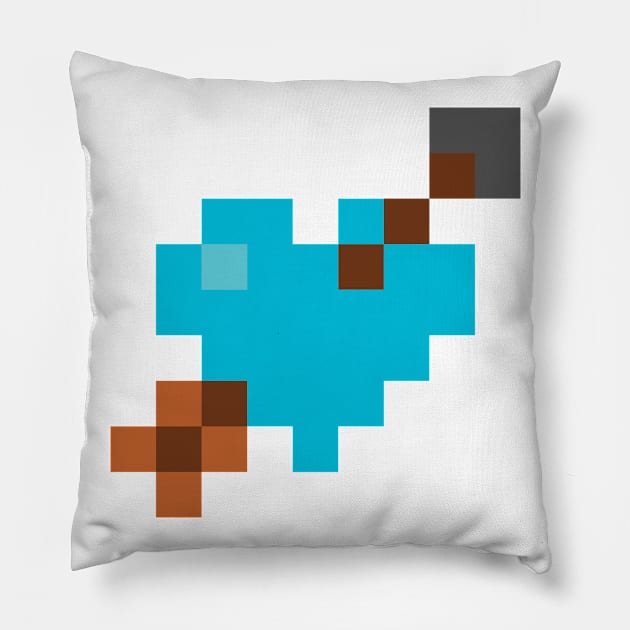 Shot Through My Blue Pixel Heart Pillow by gkillerb