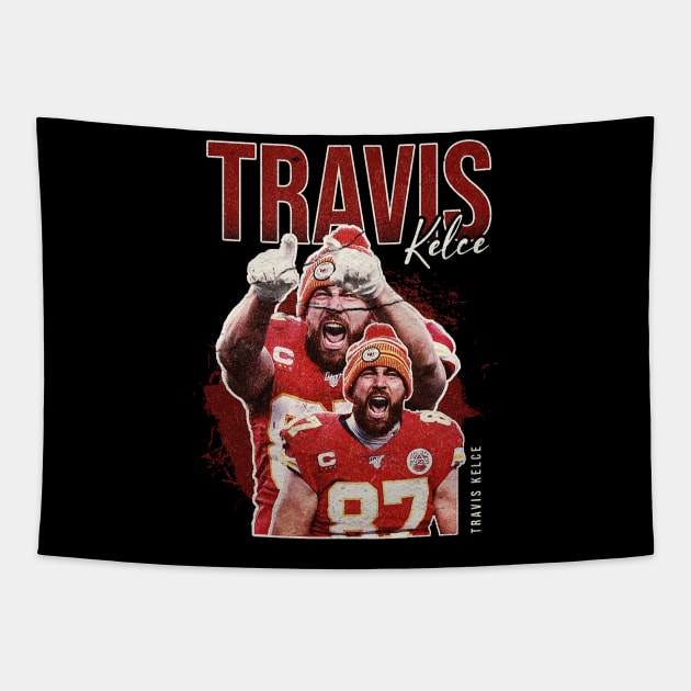 travis kelce retro Tapestry by onyxicca liar