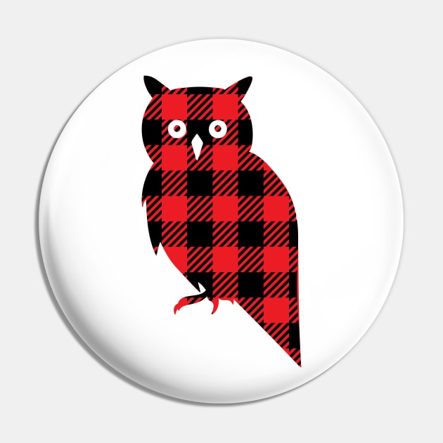 Owl buffalo plaid Pin by Coral Graphics