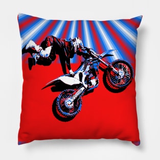 Retro Motocross Rider Design Pillow