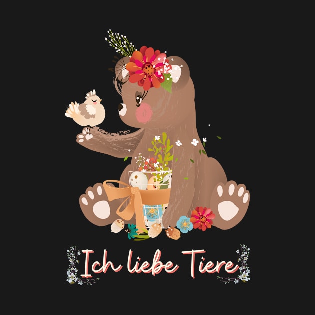 Teddy Bär Liebe Tiere Prinzessin Blumen Süß by Maggini Art