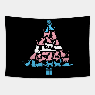 Merry Catmas, meowy catmas trans pride flag Tapestry