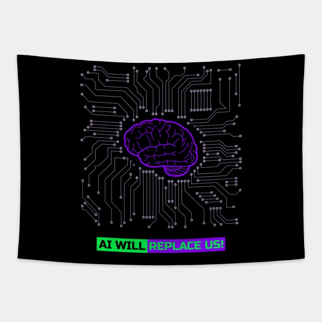 The AI takeover - AI will replace us! Tapestry by RJS Inspirational Apparel