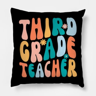 Third Grade Teacher Retro Groovy Design 3Rd Grade Teaching Pillow