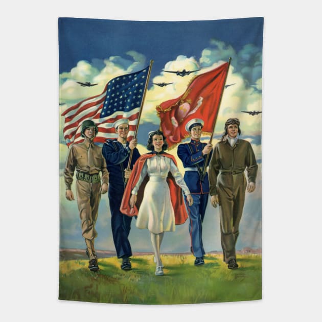 Vintage Military Personnel Tapestry by MasterpieceCafe