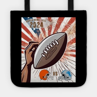 Cleveland Versus Detroit 2024 Football Super Bowl LVIII Tote