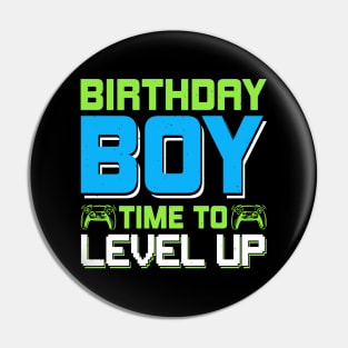 Birthday Boy Time to Level Up Pin