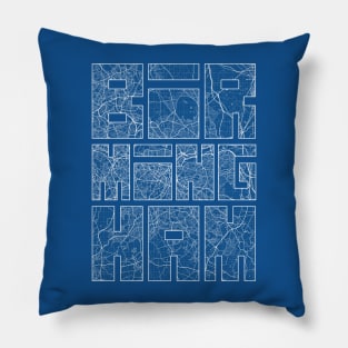 Birmingham, England City Map Typography - Blueprint Pillow