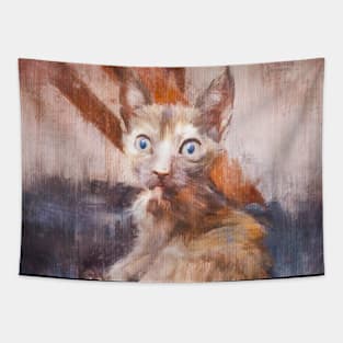 Funny Cat Reaction | Artwork + Photography by Artist Haitam Ouahabi Tapestry