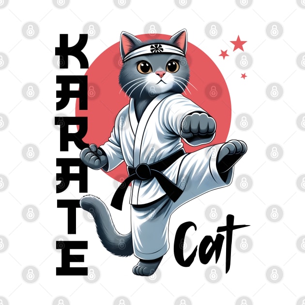 Karate Cat Funny Kitty Sport Design by Infinitee Shirts