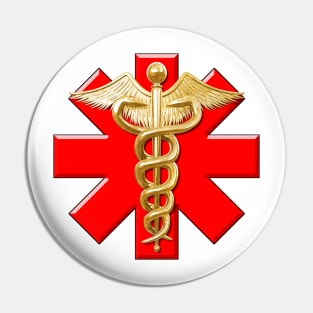 Gold Caduceus And Medical Cross Pin