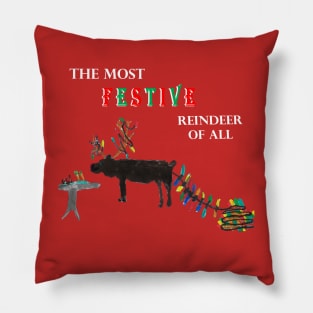 Festive Reindeer Drawing Pillow