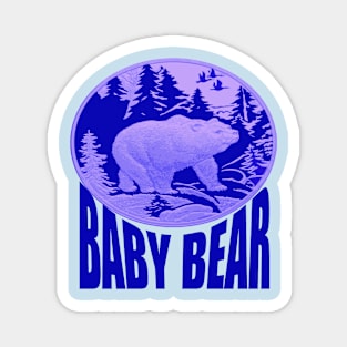 Blue Woodland Baby Bear Camping Cub Magnet