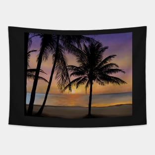 Tropical Sunset on a Dream Vacation Tapestry