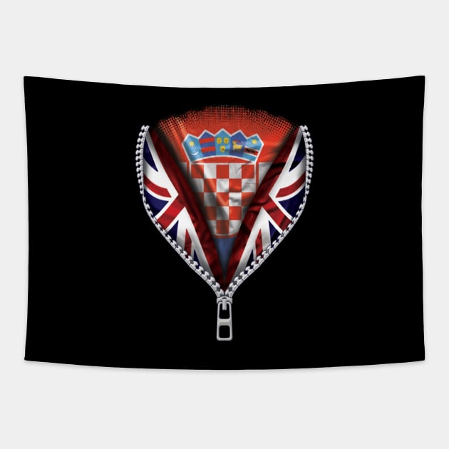 Croatian Flag  Croatia Flag British Flag Ripped Open - Gift for Croatian From Croatia Tapestry by Country Flags