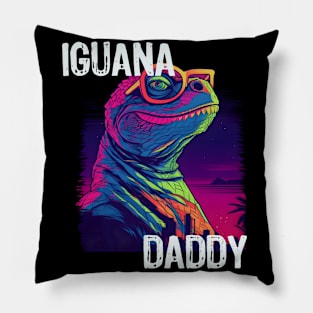 Iguana Daddy Synthwave Pillow