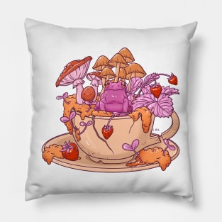 Sapphic Frog Toadstool Tea Cup Pillow