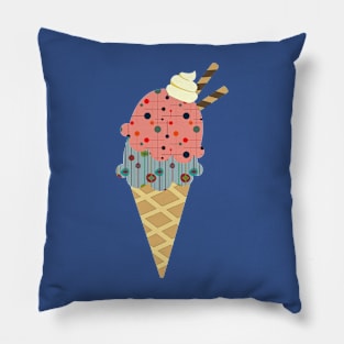 Mid Century Modern Ice Cream Cone Pillow