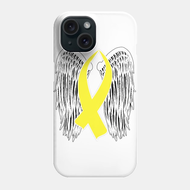 Winged Awareness Ribbon (Yellow) Phone Case by BlakCircleGirl