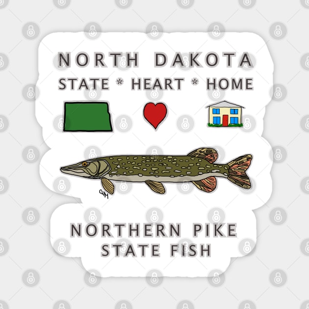 North Dakota - Northern Pike - State, Heart, Home - state symbols Magnet by cfmacomber