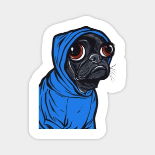 Black Pug Hoodie Magnet