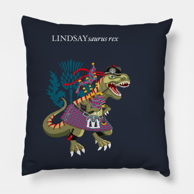 Clanosaurus Rex LINDSAYsaurus Rex Lindsay Family Clan Scottish Tartan Pillow by BullShirtCo