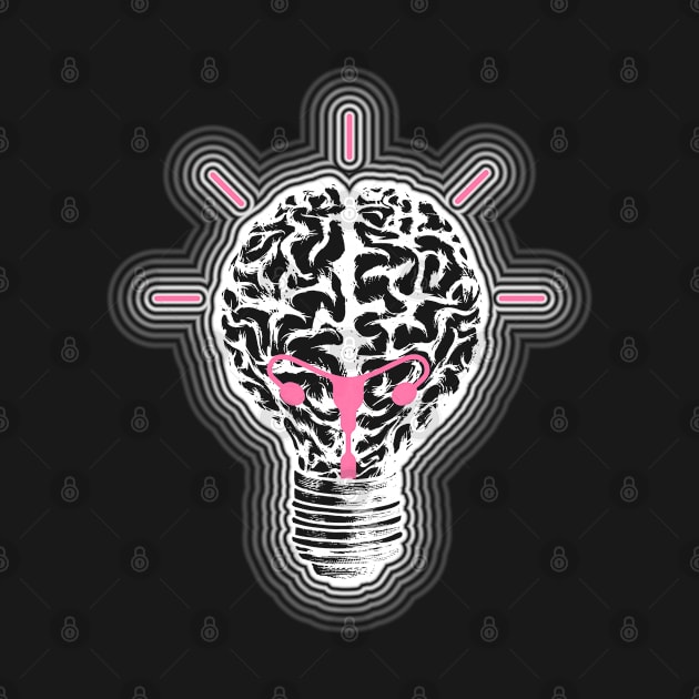 Light bulb brain, feminine creative idea, feminine thinking power by Collagedream