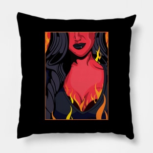 Halloween She Devil Pop Art Girl T-Shirt Pillow